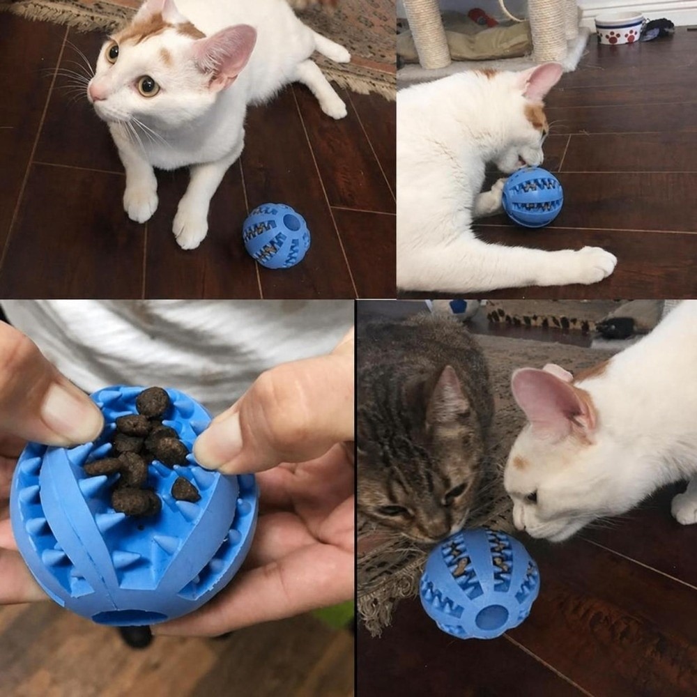 Rubber Treat Dispensing Dog Toy - 고무 강아지 씹는 공 여러 색상